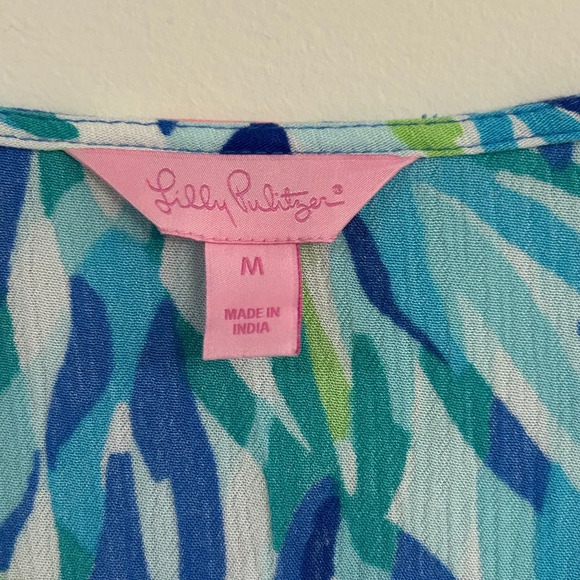 Lilly Pulitzer Sz M Lantana Tunic Top Wade & Sea Crinkle Gauze V-Neck Coverup - Picture 6 of 10